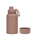 650ml matte mocha stainless steel sports bottle with carry loop and silicone base - 650ml / Light Coffee - Sport
