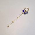 Bohemian gold stainless steel earring with blue natural stone beads and heart charms - Lapis Lazuli