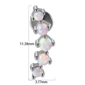 Silver stainless steel curved labret stud featuring five white opal stones and dimensions - 1.2x6mm / Steel-OP17 Opal Curved