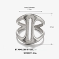 Geometrischer silberner Edelstahlring in breitem Hohl-Design mit welliger Struktur, 1,7cm - Silber