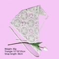 White crochet flower bandana head scarf with daisy pattern and knit straps for women - White Hollow Floral Pastoral