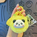 Süßer gelber Plüsch-Panda-Schlüsselanhänger mit weichem Pelzball und Silikon-Armband - Gelb