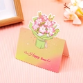 Biglietto d'auguri 3D con gigli rosa, scritte Happy Time e base ondulata decorativa - Giglio - Tempo Felice