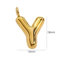 Gold-plated stainless steel puffy letter Y pendant with dimensions of 18mm by 15mm - Letter Y
