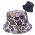 Detail of reversible bucket hat featuring colorful mandala patterns and solid dark inner fabric - Colorful Mandala Pattern (Style 4)