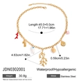 Detaillierte Maße der goldenen Edelstahlkette mit Korallen und Muscheln für Damen am Strand - Stil mit mehreren Meeres-Anhängern (JDN0302001) / 18K Vergoldet