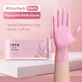 Pink disposable nitrile gloves 30pcs pack, durable 9 inch high elastic cleaning gloves - 9 Inch (Approx 24cm)/30 Pcs / Pink / M