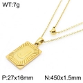 18k gold plated stainless steel rectangle pendant necklace featuring capital letter J - Letter J (KN236562-GG)