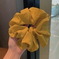 Handheld ginger yellow chiffon scrunchie with pleated texture for bun hairstyles - Ginger Yellow