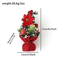 Afmetingen kerstdecoratie mini-boom: hoogte 21cm en breedte 12cm op witte achtergrond - Rood