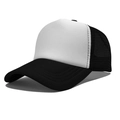 Classic black and white mesh trucker hat with breathable panels and white sponge front - One Size(56-58cm) / Regular White+Black Patchwork