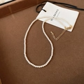 Elegant thin 4mm white pearl choker necklace with adjustable gold metal clasp and chain - 4mm/Pack / White
