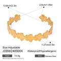 Brazalete ajustable de flores de acero inoxidable dorado con acabado impermeable - Estilo Flor / Dorado
