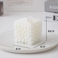 Witte honingraat kubus geurkaars op schotel, 5,5cm geometrische DIY decoratie - Honingraat Wit (Tuberoos)