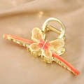 Golden butterfly hair claw clip with orange and cream gradient finish for women - Orange Butterfly-AY12-1