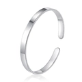 Minimalist silver C-shape open bangle in polished stainless steel for customization - 18K Gold / Steel