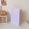 Mini purple plaid paper storage bag with cartoon cloud bear design for desk decor - Purple Plaid