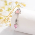 Pink heart and triangle titanium steel cartilage piercing ring with sparkling crystals - A469-2# Right White Zircon + Pink Heart (Single Piece)