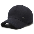 Gorra de béisbol de invierno para hombre con orejeras y bordado deportivo en azul oscuro - Ajustable / Azul marino