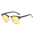 Vintage Halbrand-Sonnenbrille mit gelben Gläsern, schwarzem Rahmen und Goldakzenten - Glänzend Schwarz Gold Nachtsicht Polarisiert C4
