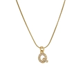 Classic 18k gold plated necklace featuring a zircon micro-pave letter Q pendant - Letter Q