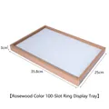 Rosewood finish 100-slot ring display tray with soft grey velvet lining for jewelry - Rosewood Color 100-Slot Ring Tray