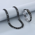 Set collana e bracciale Figaro neri in resistente acciaio al titanio da uomo - Bracciale 21CM / 9mm Stile C Nero
