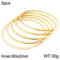 Set of 5 minimalist 18K vacuum gold-plated round stainless steel bangles for women - 5-Ring Style (KB203093-LO)