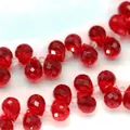 Faceted red strawberry crystal beads in teardrop and round shapes for DIY jewelry making - 8mm (85-90 Beads) Random With or Without Spacer Beads / Red (Primary)