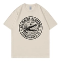 Men's apricot crew neck T-shirt featuring retro Alligator Alcatraz graphic print - Beige