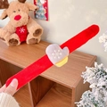 Christmas snap bracelet in red plush fabric with a gray snowflake glove decoration - Red Band With Christmas Glove