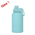 Matte light blue 650ml stainless steel sports bottle with portable handle loop - Tiffany Blue - Sport