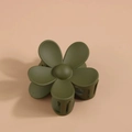 Matte olive green flower hair claw clip with a stylish candy-colored frosted finish - Olive Green