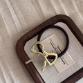 Elastico per capelli vintage con fiocco in metallo dorato su base di legno naturale - 3# Elastico per Capelli con Fiocco Spesso Oro / Oro