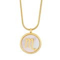 Gouden Schorpioen ketting met witte parelmoer inleg en elegante slangenschakel - Schorpioen (KN201574-KLX)