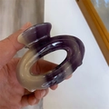 Elegant purple-grey gradient acetate hair claw clip with gold France Handmade logo - Purple