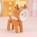 Mini brown deer-shaped LED night light with adjustable limbs and cute cartoon design - Deer / Orange