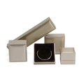 Schmuckbox-Set in Champagner-Gold aus Kunstleder mit gebürsteter Optik und braunem Futter - Ringbox / Gold