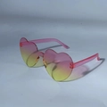 Lunettes de soleil cœur sans monture dégradé rose et jaune avec branches translucides - Dégradé Rose Jaune