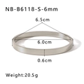 Polished stainless steel bangle with dimensions 6cm inner diameter and 6mm width - 6mm Width / Silver
