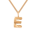 Goldene 2mm Panzerkette mit einem strahlend gravierten Buchstaben E Anhänger für Damen - Gold (E)