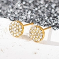 Macro di orecchini a lobo tondi placcati oro 18k con incastonatura di zirconi brillanti - Rotondo