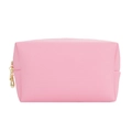 Borsa trucco rosa con texture Saffiano e chiusura con cerniera in metallo dorato - Grande / Rosa Sakura