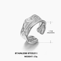 Silver irregular lava texture stainless steel adjustable ring with 1.7cm inner diameter - Adjustable Open Style / Steel Irregular Ring