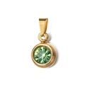 6mm gold-tone stainless steel pendant featuring a round green cubic zirconia birthstone - [Pinch Bail] August Peridot Green