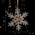 Heldere acryl sneeuwvlok hanger met gouden glitters voor kerstboomversiering - Sneeuwvlok C