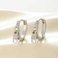 Silver zipper-pull style earrings set with sparkling cubic zirconia stones - Zipper Pull Ear Buckles (A207)