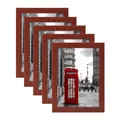 5-piece vintage wooden photo frames set with London street art in reddish-brown finish - Mahogany 5 Inch