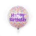 Transparent 22-inch 4D round balloon with colorful confetti and Happy Birthday text - Colorful Polka Dot Transparent 4D Birthday