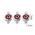 18K gold plated flower devil eye connectors in red enamel for jewelry making - Double Hole / Steel-Red